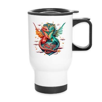 Dragon Hearts – Romance magique - Tasse isotherme avec poignée - blanc - Devant