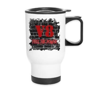 V8 (en anglais seulement) - Tasse isotherme avec poignée - blanc - Devant