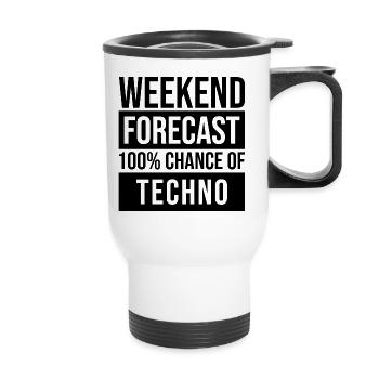 Techno - Thermobecher mit Tragegriff - Weiß - Vorne