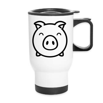 cochon - Tasse isotherme avec poignée - blanc - Devant