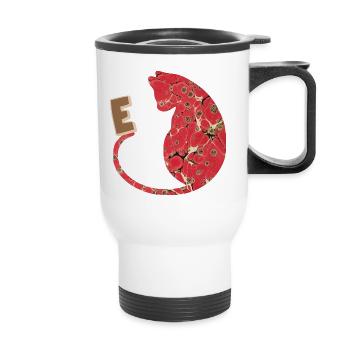 buchstabe e mit katze e 245 - Thermobecher mit Tragegriff - Weiß - Vorne