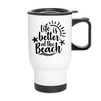 Life Is Better At The Beach - Thermal mug with handle - white - Front