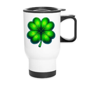 Trèfle à quatre feuilles - Tasse isotherme avec poignée - blanc - Devant