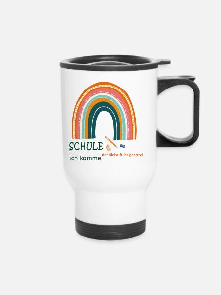 Schule ich komme - Thermobecher mit Tragegriff - Weiß