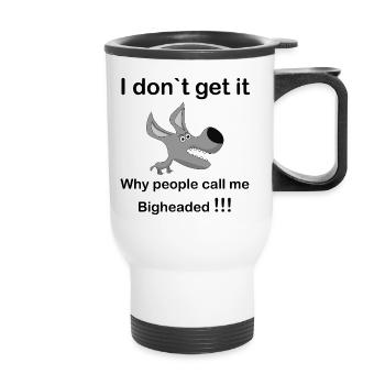 Museau de chien de dessin animé gris - Tasse isotherme avec poignée - blanc - Devant