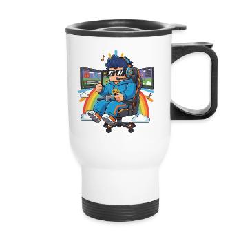 Cool streamer playing games - Thermal mug with handle - white - Front