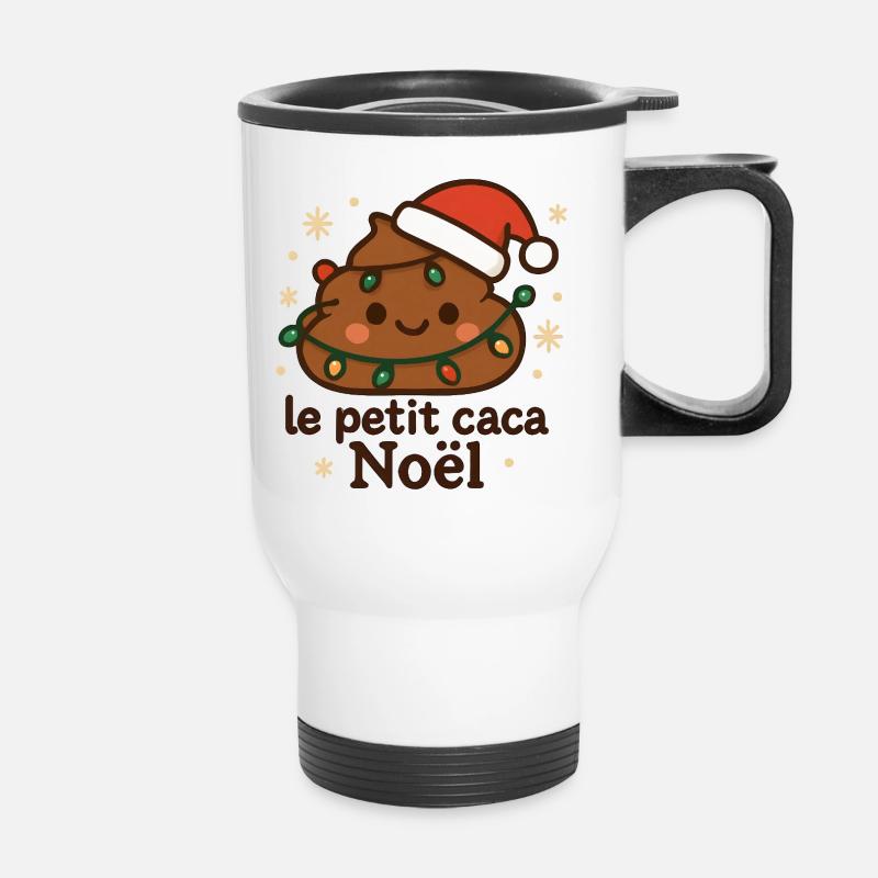 Small Lighted Christmas Cocoa with Garland - Thermal mug with handle - white