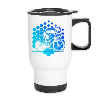 Motif classique du vélo de route - Tasse isotherme avec poignée - blanc - Devant