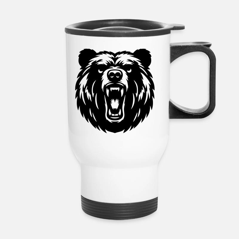 Russischer Grizzly Bär – Starkes Motiv! - Thermobecher mit Tragegriff - Weiß