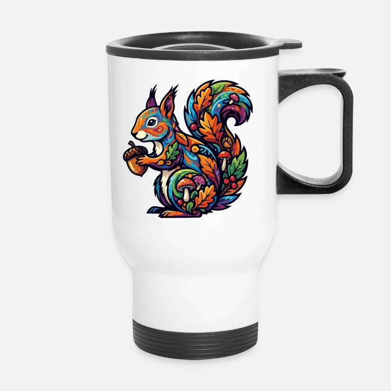 Colorful Squirrel Autumn Magic Nut Forest Dweller - Thermal mug with handle - white
