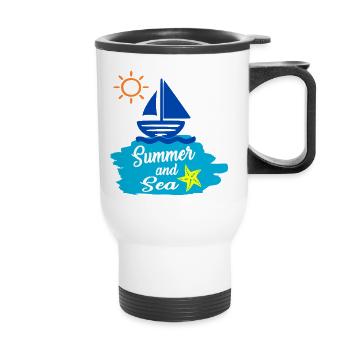 Summer and Sea - Sommerdesign  - Thermobecher mit Tragegriff - Weiß - Vorne