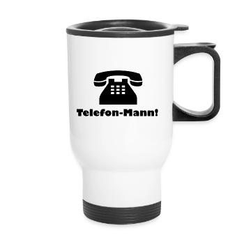 Telefon-Mann! - Thermobecher mit Tragegriff - Weiß - Vorne