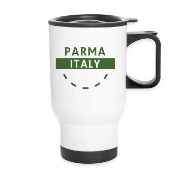 Parma Italien Grünes Emblem - Thermobecher mit Tragegriff - Weiß - Vorne
