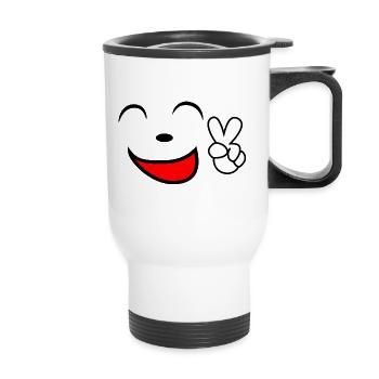 Funny face - Thermal mug with handle - white - Front