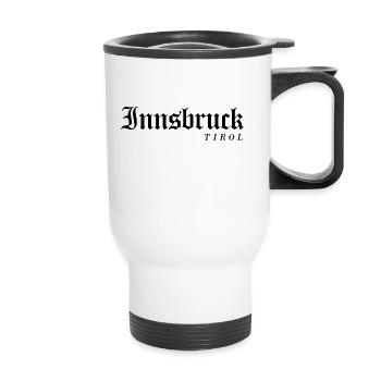 Nice t-shirt with Tyrol and Innsbruck font - Thermal mug with handle - white - Front