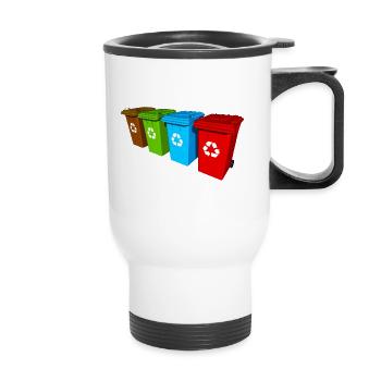 Recycling waste separation Muellone waste management - Thermal mug with handle - white - Front