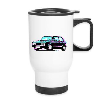 PIXELGOLF Oldtimer - Thermobecher mit Tragegriff - Weiß - Vorne