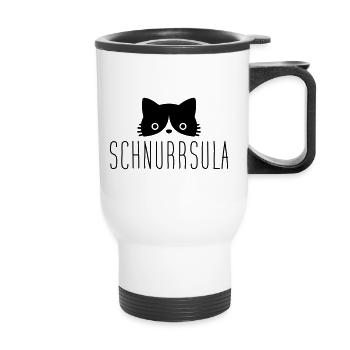 Schnurrsula - Cats Ursula Funny cat name - Thermal mug with handle - white - Front