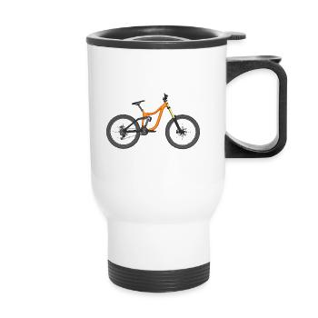 Downhill Bike, Mountain Bike, Bicycle - Thermal mug with handle - white - Front