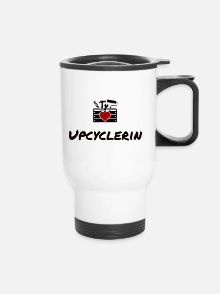 Upcyclerin - Thermobecher mit Tragegriff - Weiß