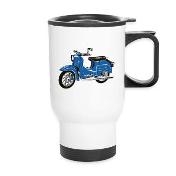 Simson Schwalbe blau - Thermobecher mit Tragegriff - Weiß - Vorne