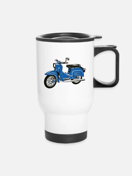 Simson Schwalbe blau - Thermobecher mit Tragegriff - Weiß
