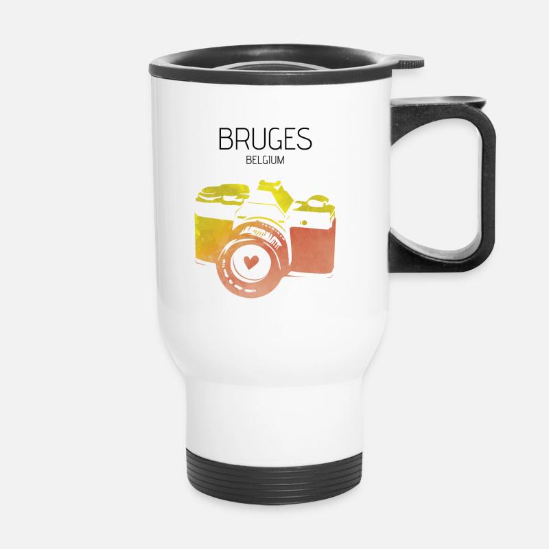 Camera Bruges Belgium - Thermal mug with handle - white