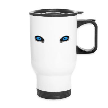 Yeux de loup bleu profond - Tasse isotherme avec poignée - blanc - Devant