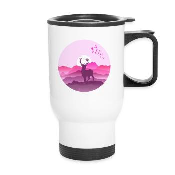 Deer in the mountains before sunset - Thermal mug with handle - white - Front