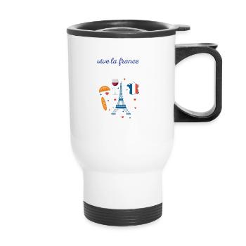 vive la france, long live France, gift idea - Thermal mug with handle - white - Front