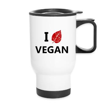 Vegan love food nutrition gift idea - Thermal mug with handle - white - Front