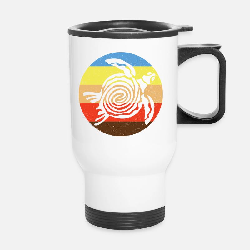 Tortue de Barbudan Retro - Tasse isotherme avec poignée - blanc