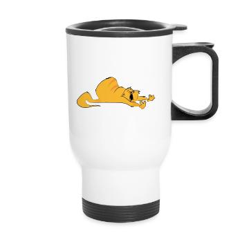 Chat étiré cadeau animal - Tasse isotherme avec poignée - blanc - Devant