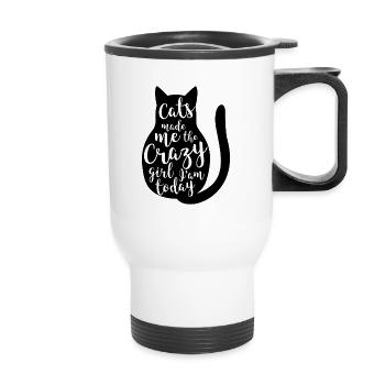 Les chats m’ont fait cadeau animal de compagnie - Tasse isotherme avec poignée - blanc - Devant