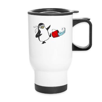 Drôle de karaté pingouin ninja enfants - Tasse isotherme avec poignée - blanc - Devant