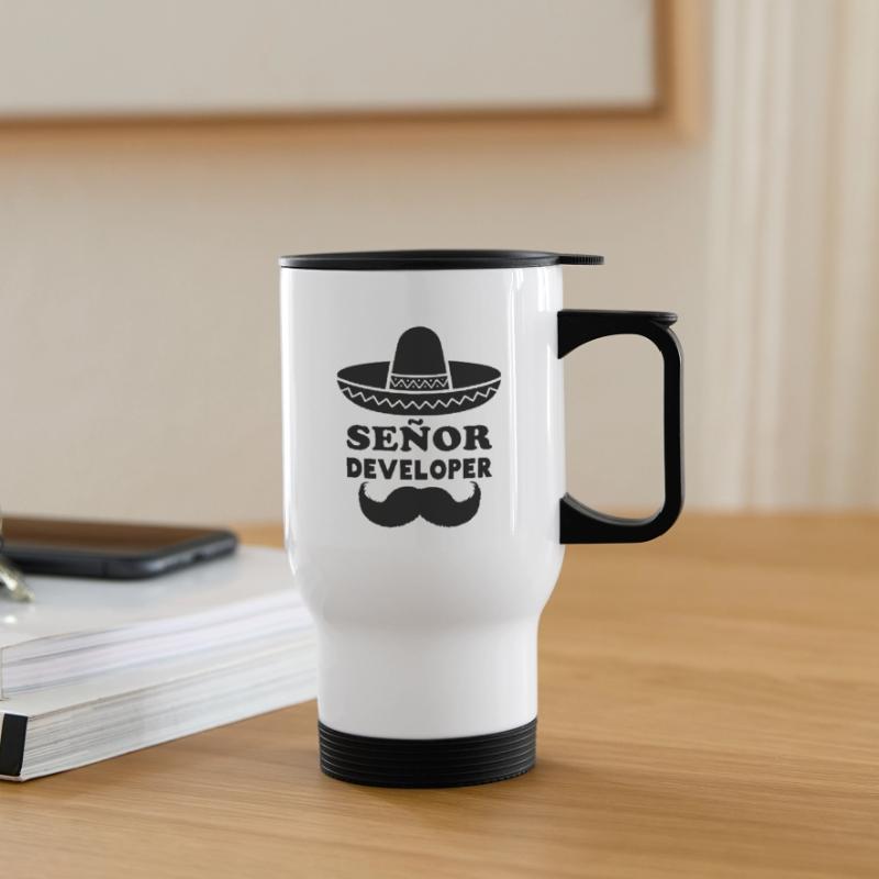 Señor Developer für Programmier & Senior Developer Thermobecher mit Tragegriff