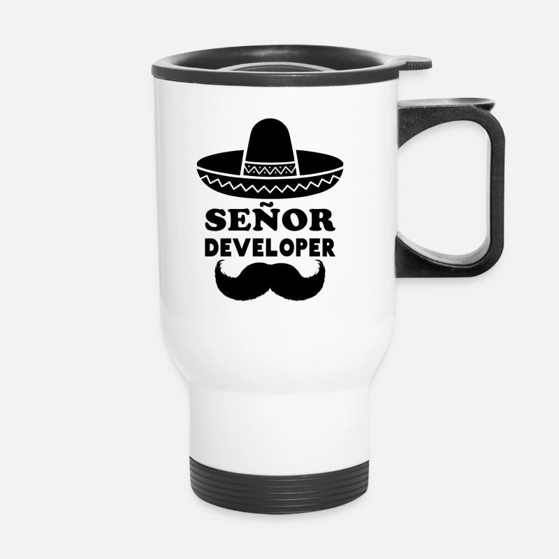 Señor Developer for Programming & Senior Developer - Thermal mug with handle - white