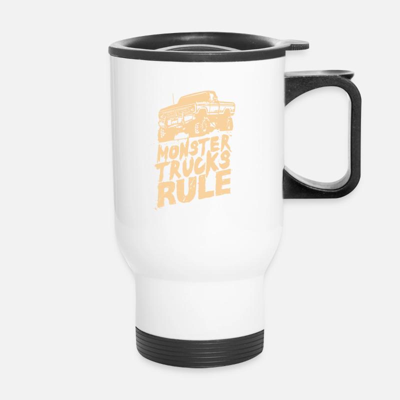 Monster Trucks Rule Monstertruck Auto Geschenk - Thermobecher mit Tragegriff - Weiß
