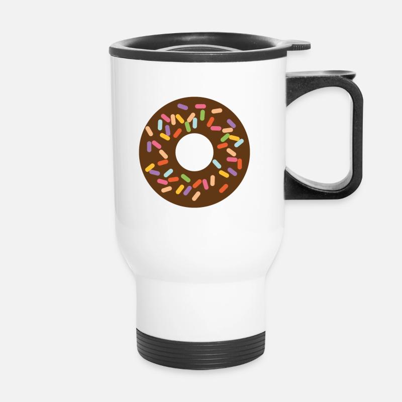 Farbenfroher Donut so lecker! - Thermobecher mit Tragegriff - Weiß