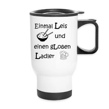 Reis Radler Bier Chinese Restaurant Geschenk - Thermobecher mit Tragegriff - Weiß - Vorne