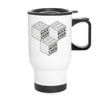 BLOCKCHAIN 3D 01 - Thermal mug with handle - white - Front