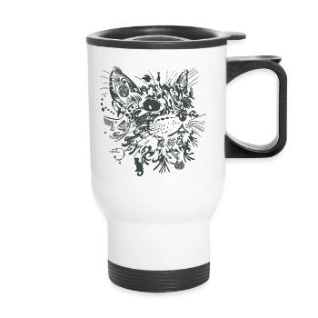 Mandala de style tatouage de chat - Tasse isotherme avec poignée - blanc - Devant