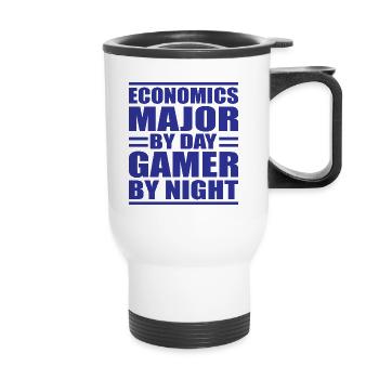 Economics major by day gamer by night gift - Thermal mug with handle - white - Front