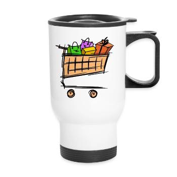 Panier complet, promotion, vente - Tasse isotherme avec poignée - blanc - Devant