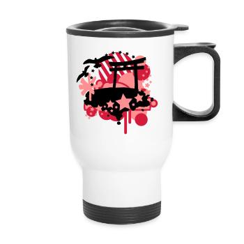 Style japonais (Torii, Étoiles) - Tasse isotherme avec poignée - blanc - Devant