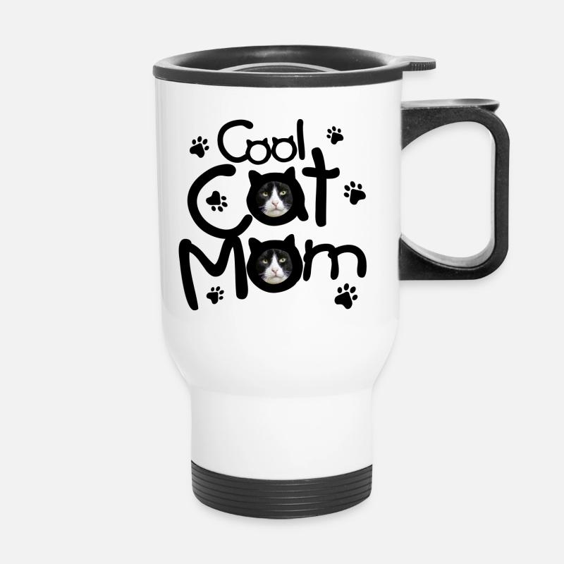 Coole Katzenmama - Thermobecher mit Tragegriff - Weiß