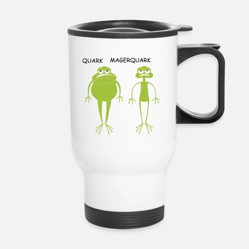 Lustige Frösche | Quark, Magerquark, - Thermobecher mit Tragegriff - Weiß