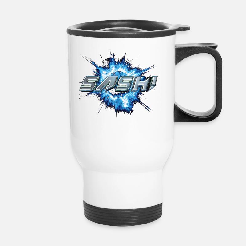 SASH! ***Logo Explosion*** - Thermobecher mit Tragegriff - Weiß