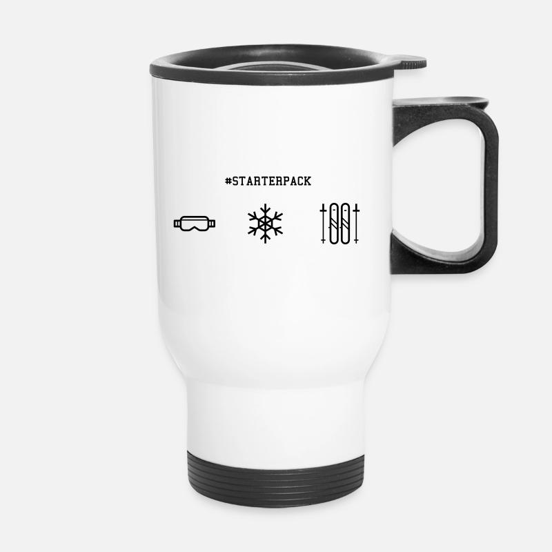 starterpack skier - Thermal mug with handle - white