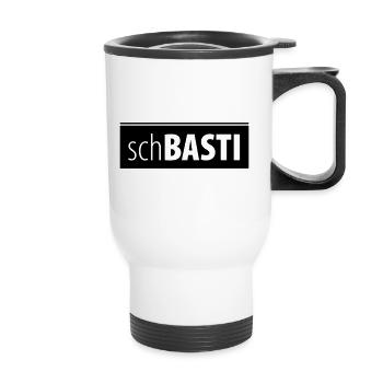 schBASTI – Basti Sebastian Bastian Namensshirt - Thermobecher mit Tragegriff - Weiß - Vorne